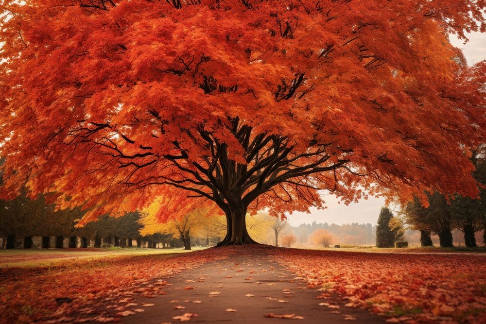Autumn tree falling leaves. AI generated Image by rawpixel.