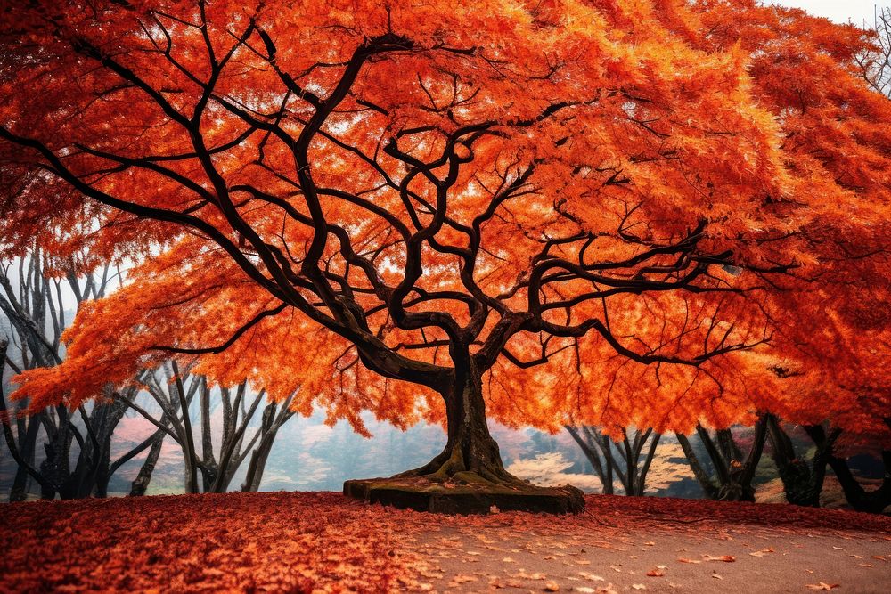 Autumn tree falling plant. AI generated Image by rawpixel.