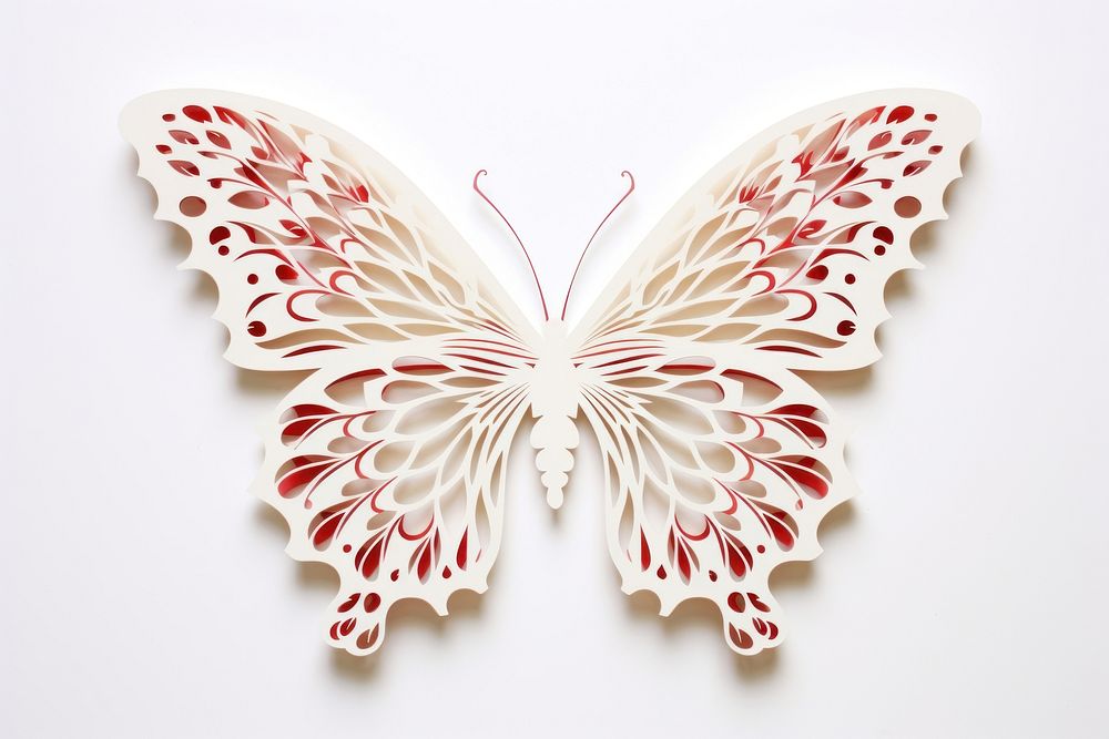Butterfly pattern art white background. AI generated Image by rawpixel.