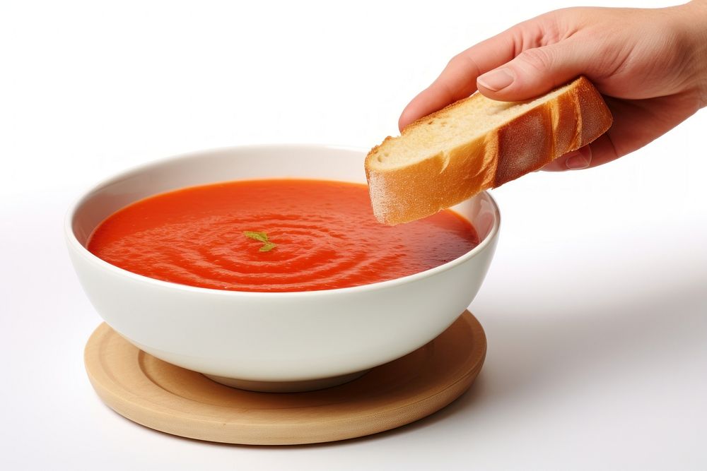 Tomato soup bread food meal. AI generated Image by rawpixel.