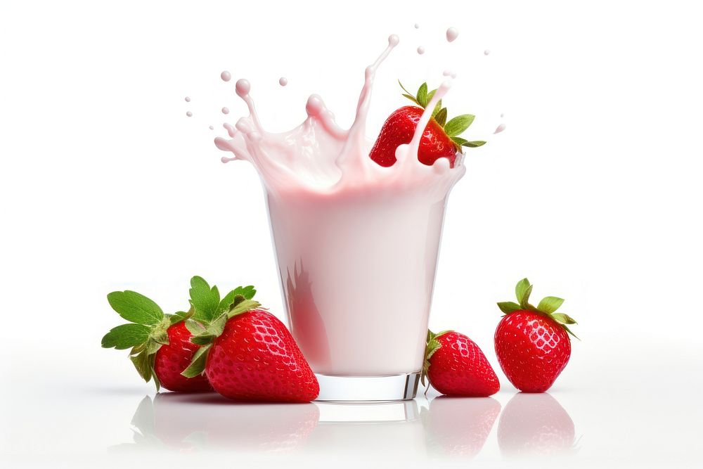 Strawberry milk dairy fruit. AI generated Image by rawpixel.