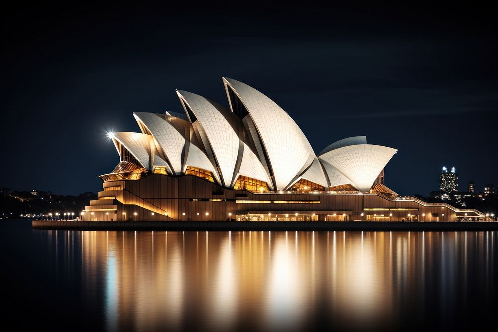 Landmark night opera sydney opera house. AI generated Image by rawpixel.