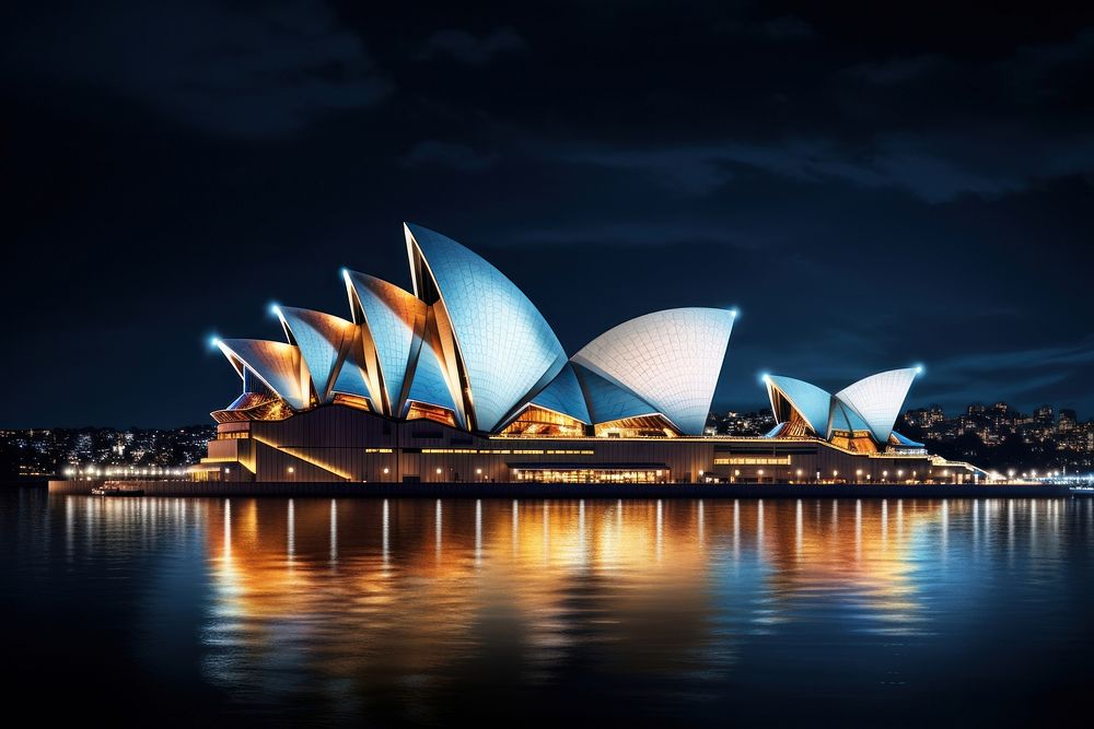Landmark night opera sydney opera house. AI generated Image by rawpixel.