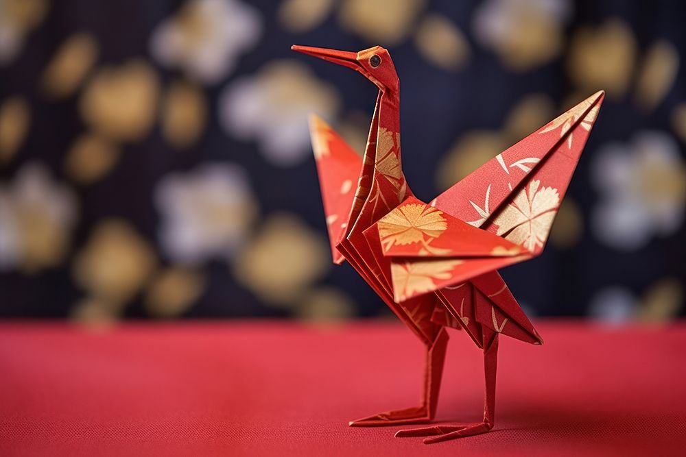 Red and Gold Origami Crane