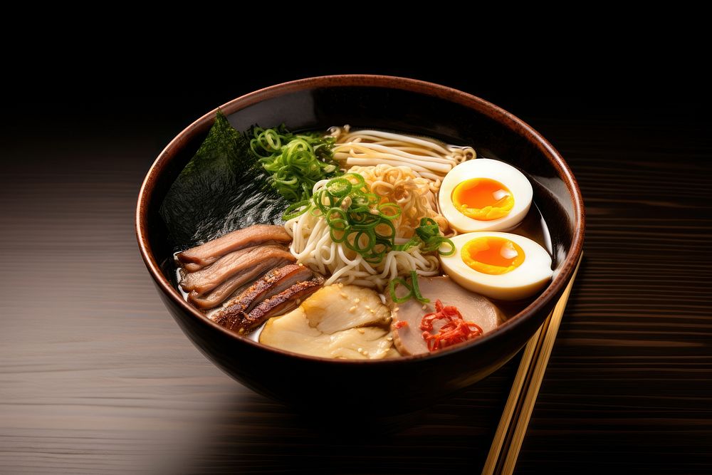 Food egg ramen table. AI generated Image by rawpixel.