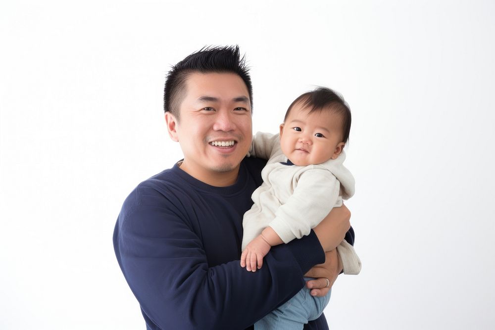 Baby portrait hugging father. AI generated Image by rawpixel.