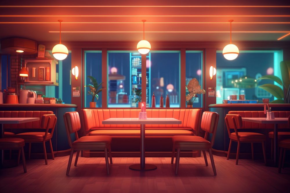 Restaurant architecture furniture building. AI generated Image by rawpixel.