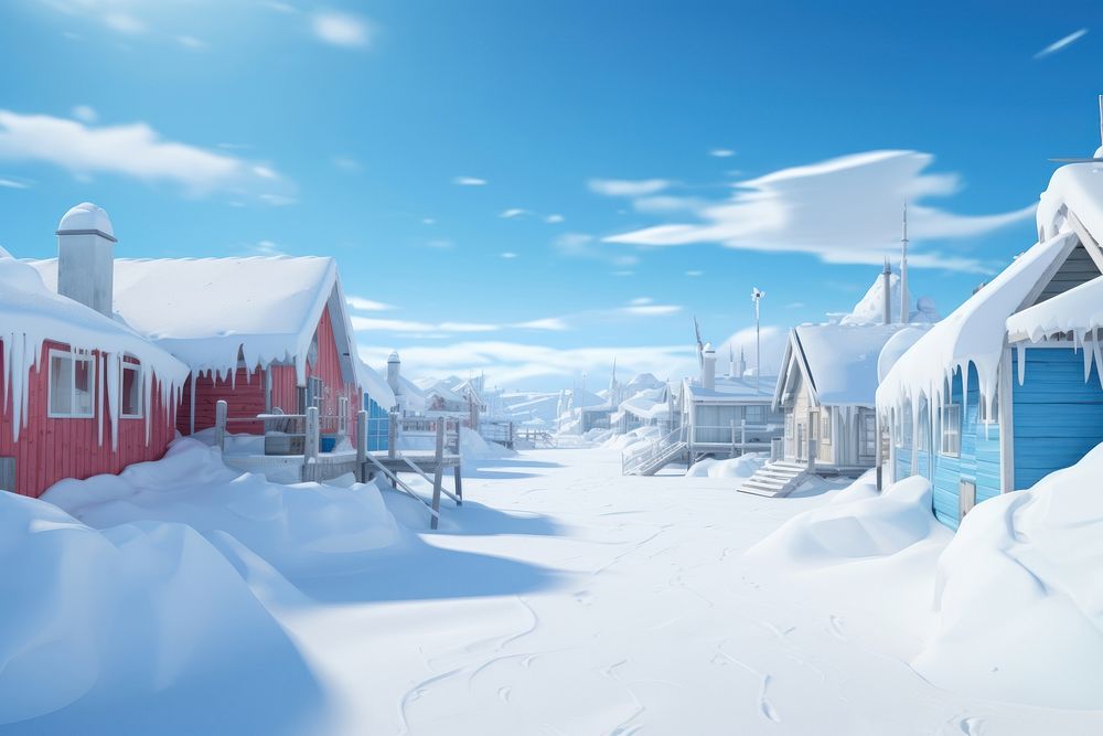 Snow architecture landscape building. AI generated Image by rawpixel.