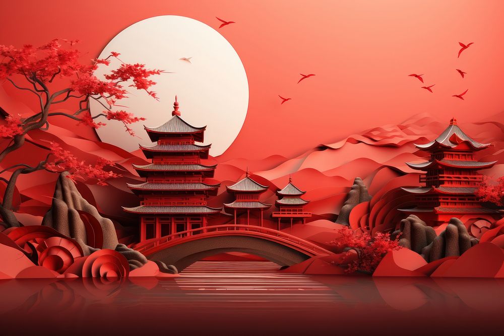 Red architecture tradition outdoors. AI generated Image by rawpixel.