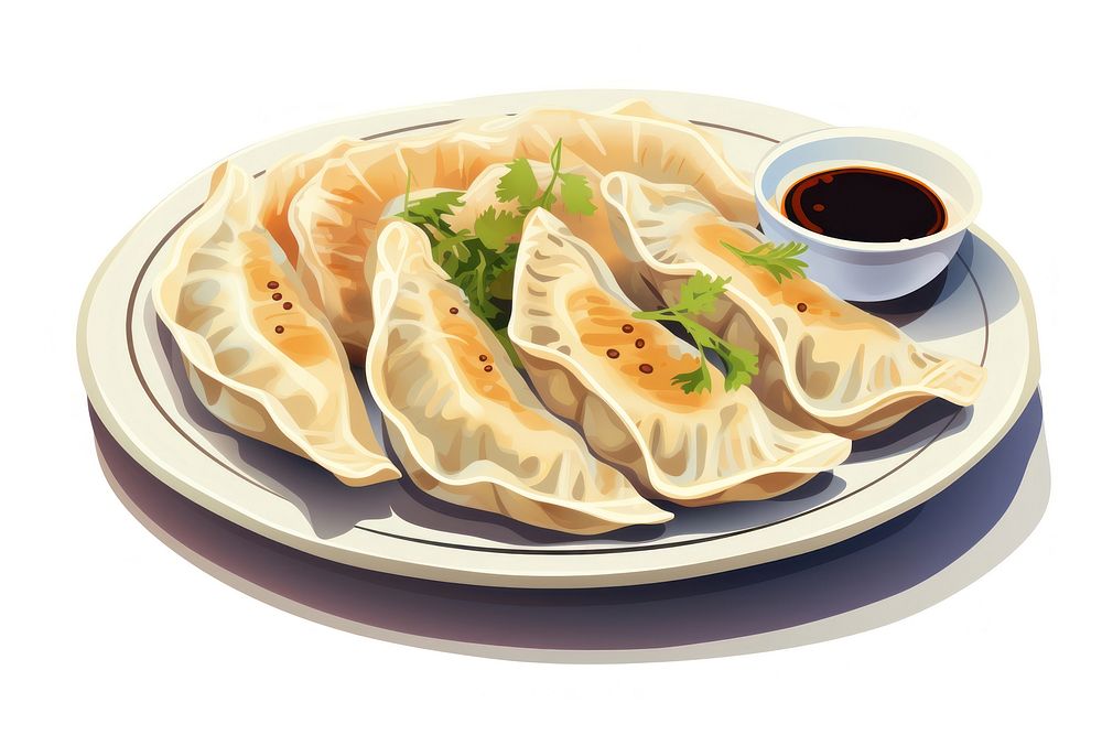 Dumpling food plate meal. AI generated Image by rawpixel.