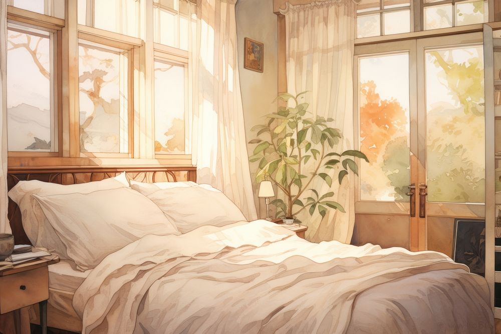Bedroom furniture pillow plant.