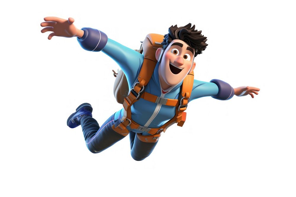 Cartoon skydiving white background exhilaration. AI generated Image by rawpixel.