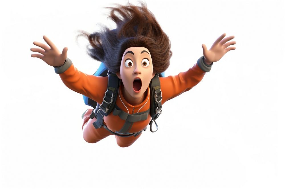 Cartoon white background exhilaration parachuting. AI generated Image by rawpixel.