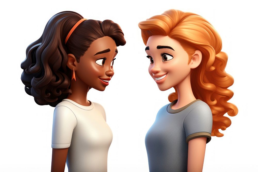 Friendship cartoon adult women. AI generated Image by rawpixel.