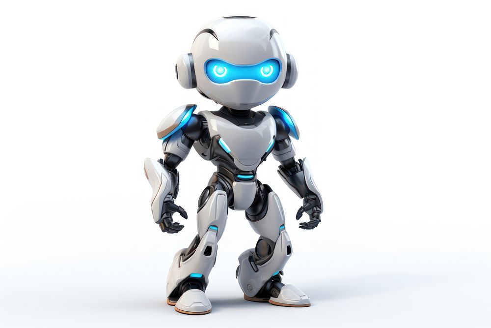 Cartoon robot white background futuristic. AI generated Image by rawpixel.