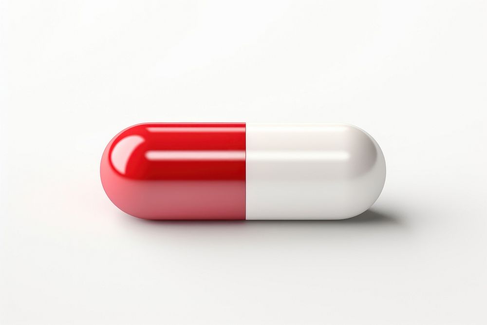 Capsule pill red white background. AI generated Image by rawpixel.