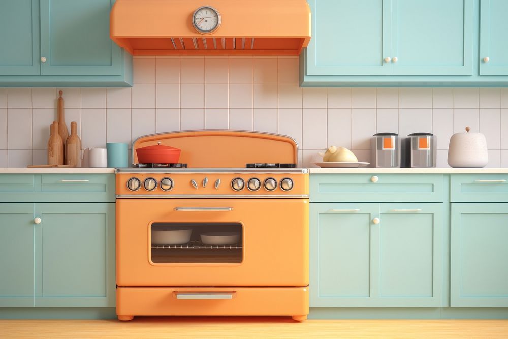 Kitchen appliance oven retro styled. 