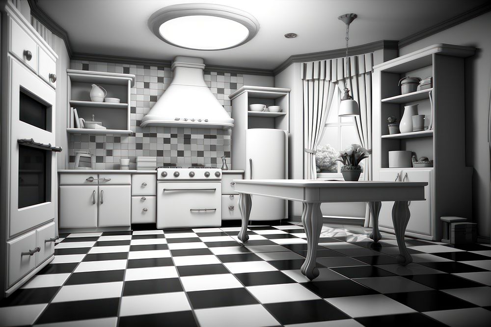 Kitchen furniture appliance flooring. AI generated Image by rawpixel.