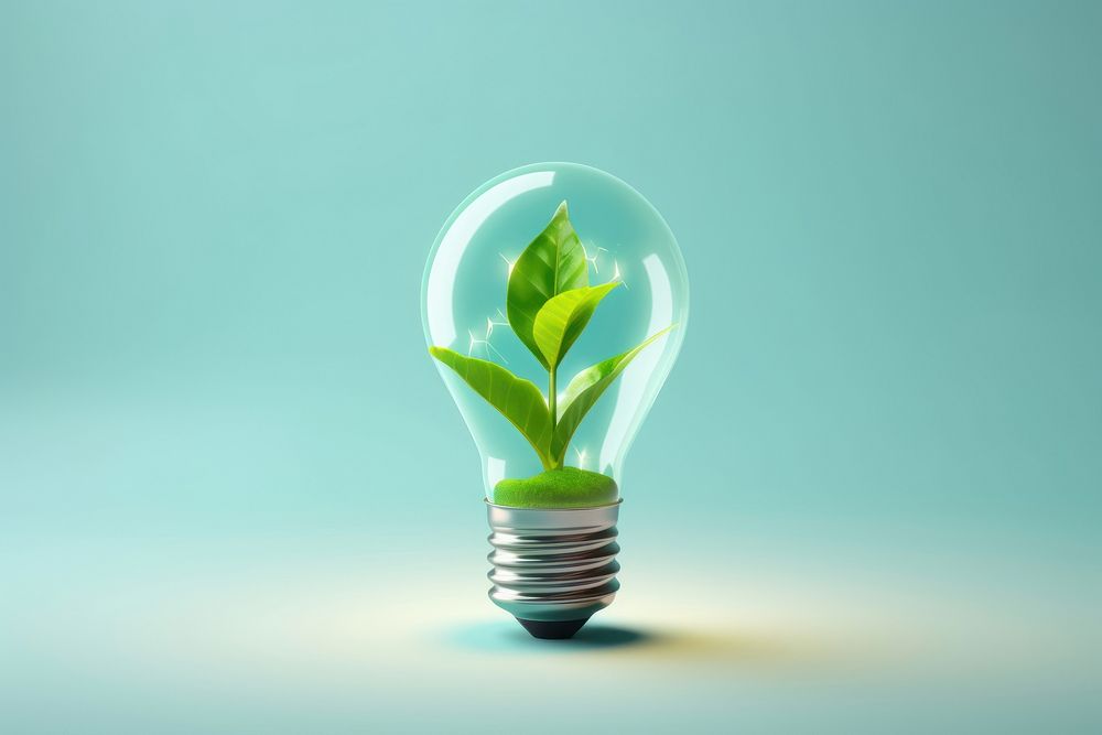 Light lightbulb green plant. AI generated Image by rawpixel.