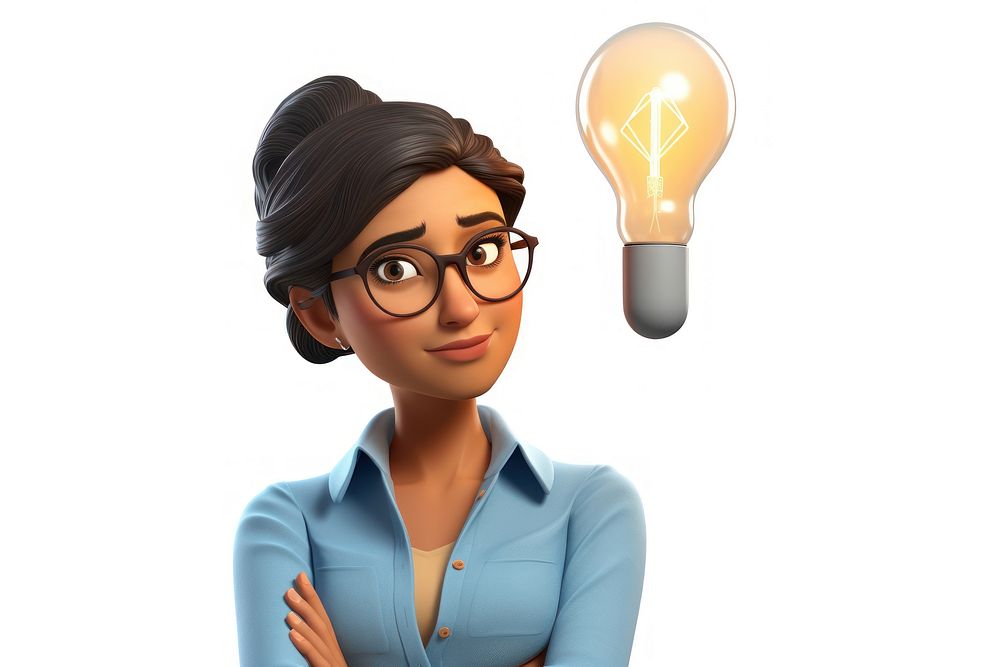 Lightbulb glasses cartoon adult. AI generated Image by rawpixel.