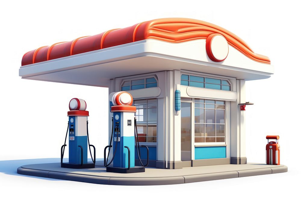 Gasoline station architecture petroleum. AI generated Image by rawpixel.