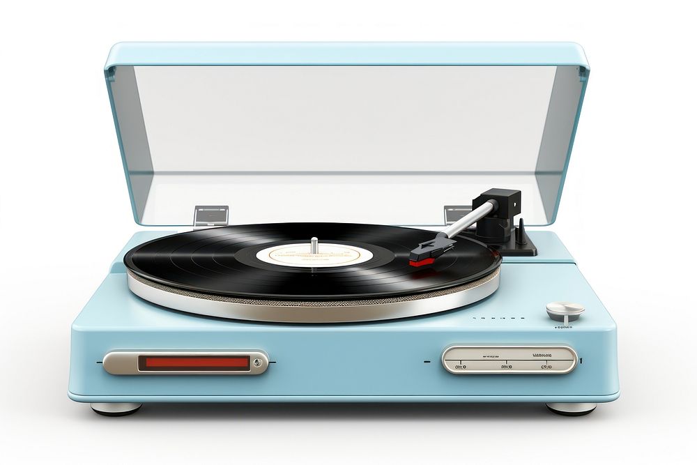 White background electronics gramophone technology. AI generated Image by rawpixel.