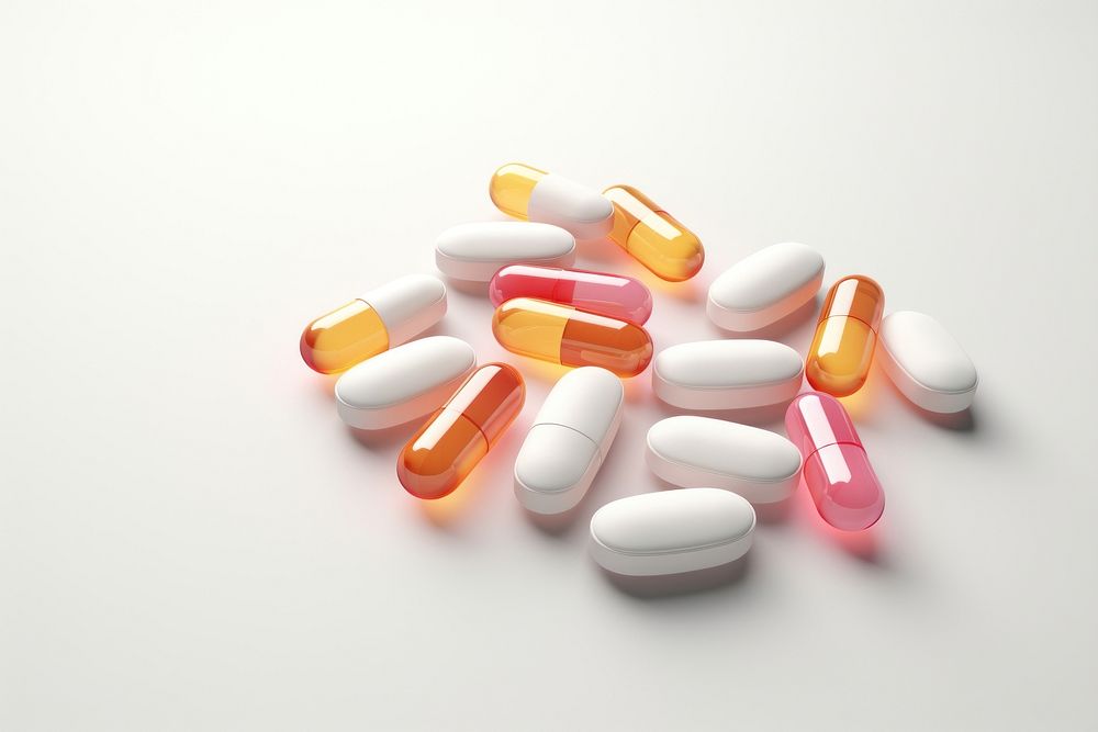 Capsule pill white background medication. AI generated Image by rawpixel.
