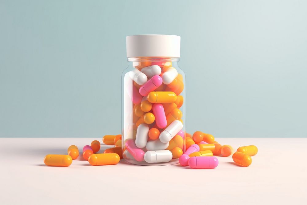 Pill capsule bottle antioxidant. AI generated Image by rawpixel.