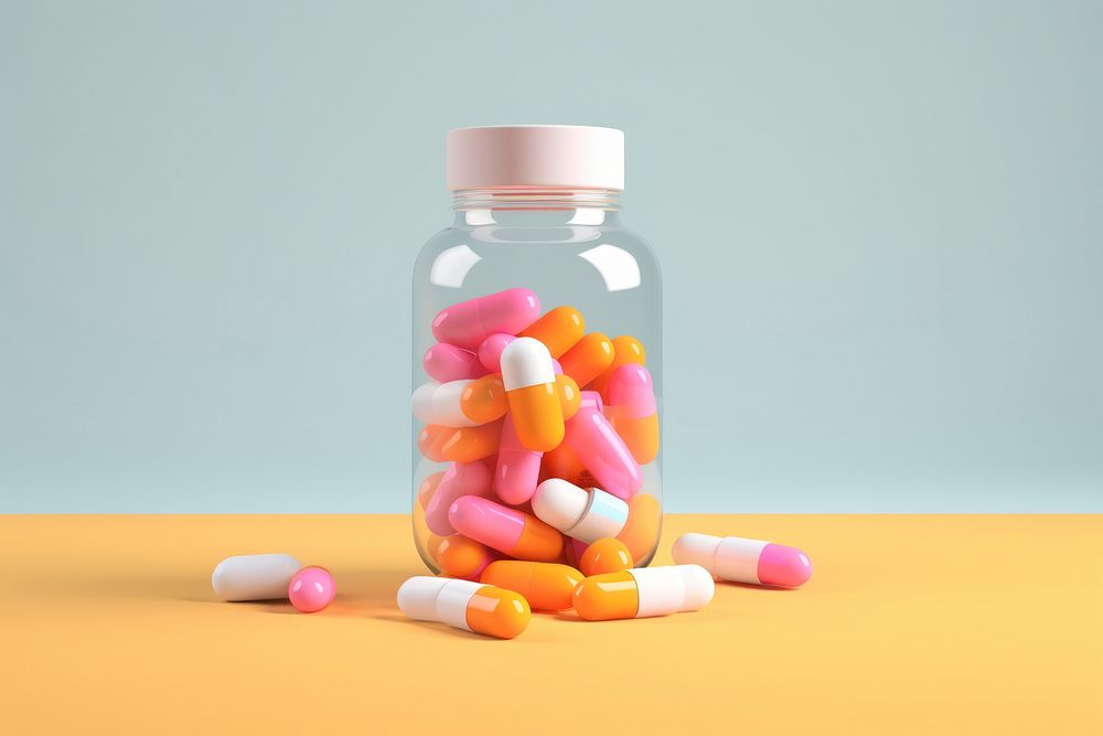 Pill capsule bottle medication. AI generated Image by rawpixel.