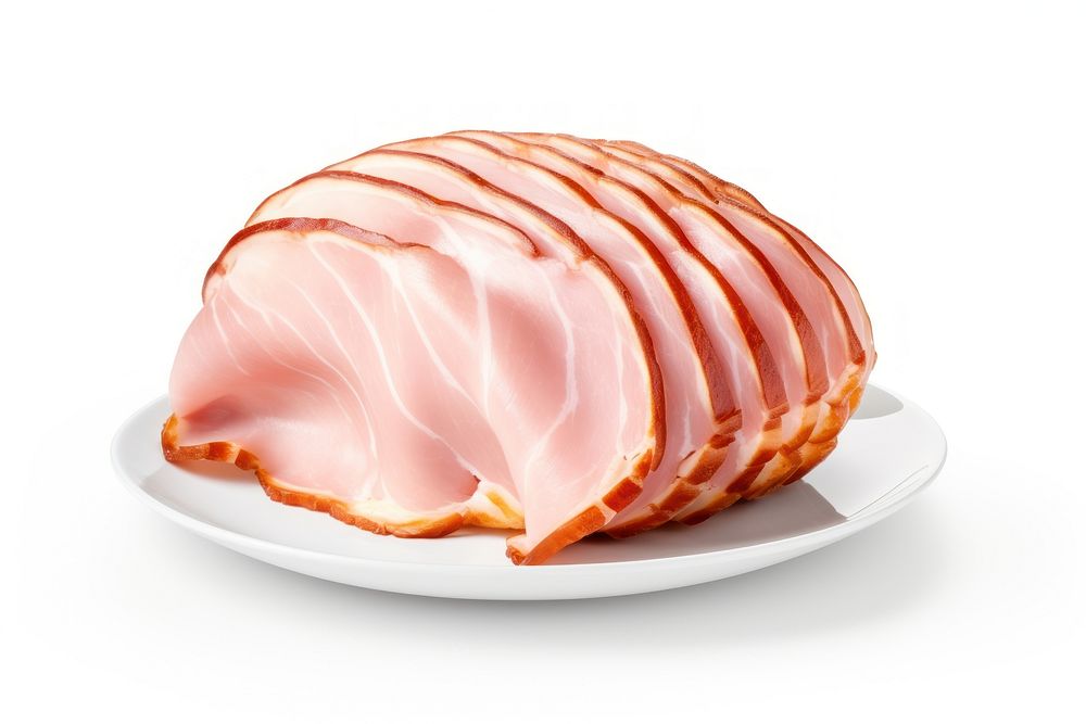 Smoked ham plate food meat. AI generated Image by rawpixel.