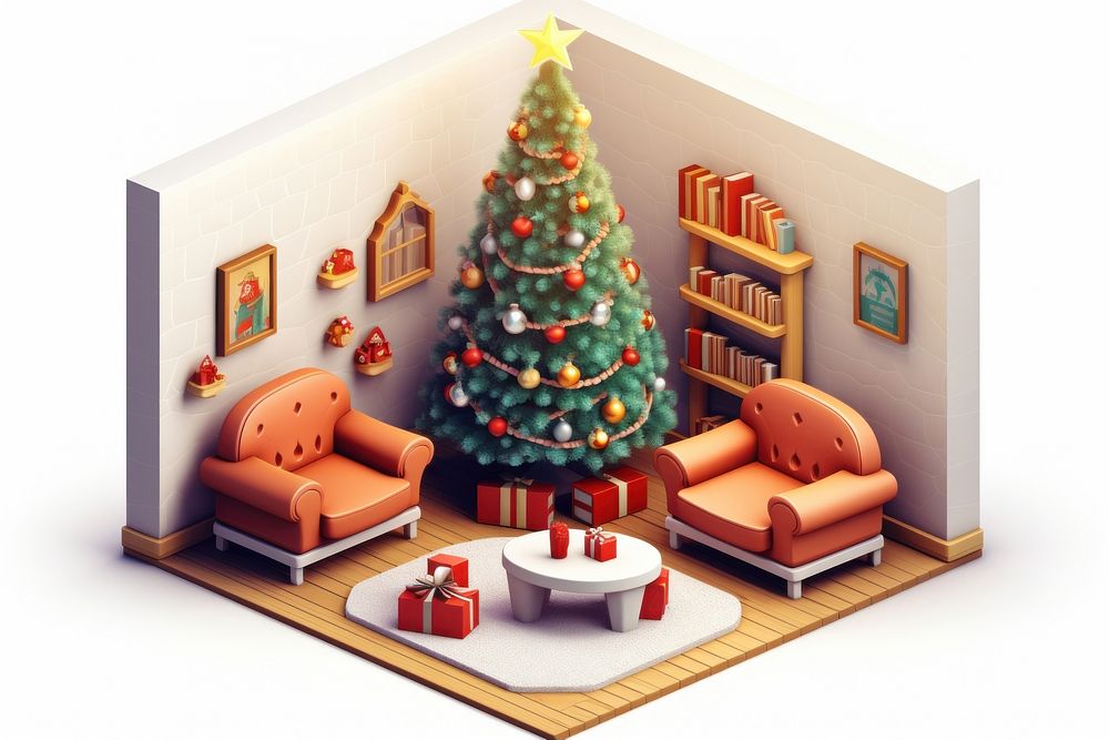 Christmas architecture furniture cartoon. AI generated Image by rawpixel.
