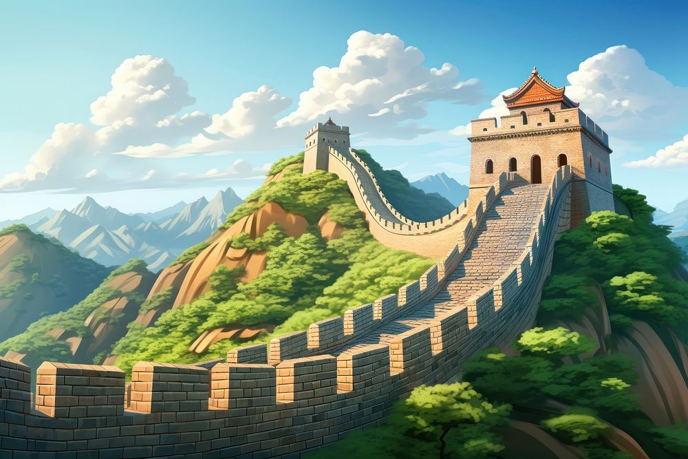 Cartoon wall architecture landscape. AI generated Image by rawpixel.