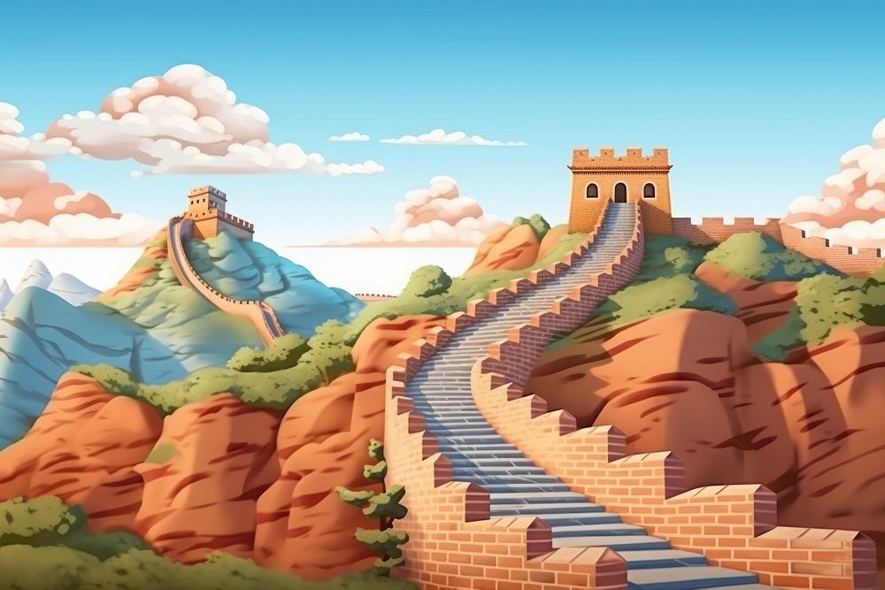 Cartoon wall architecture landscape. AI generated Image by rawpixel.