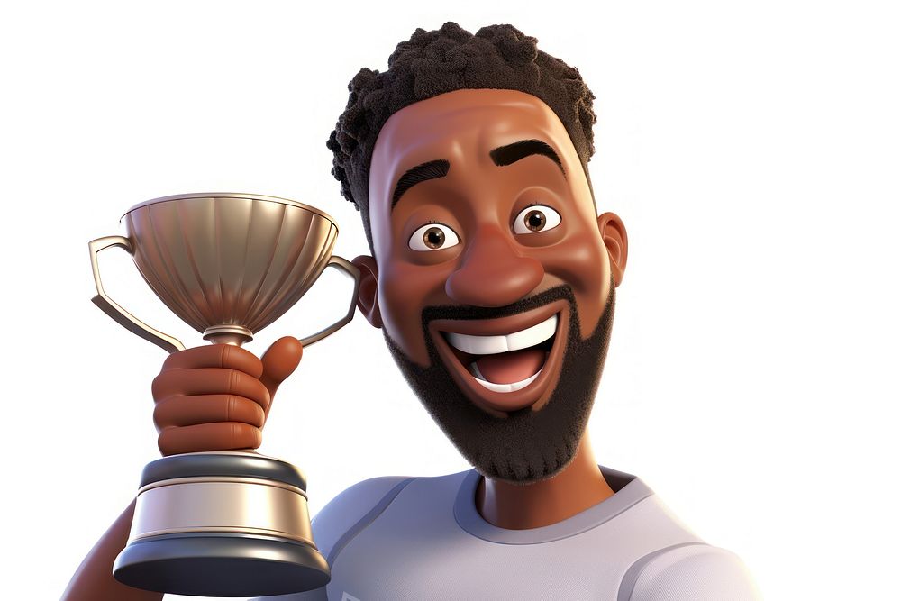 Trophy portrait holding cartoon. AI generated Image by rawpixel.