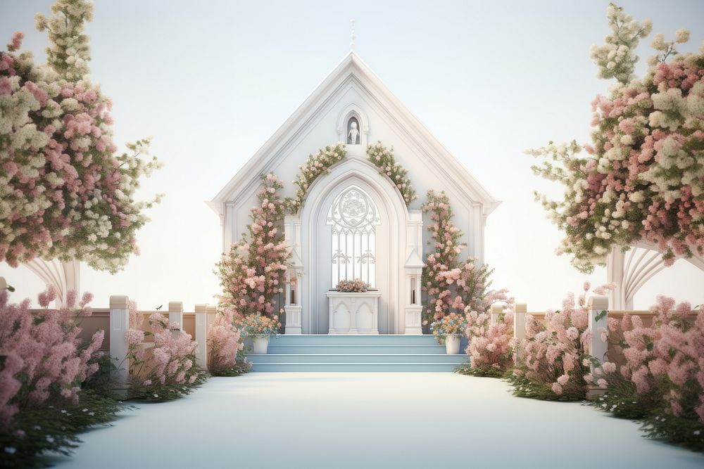Flower architecture building church. AI generated Image by rawpixel.
