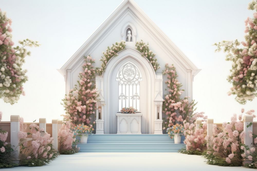 Flower architecture building church. AI generated Image by rawpixel.