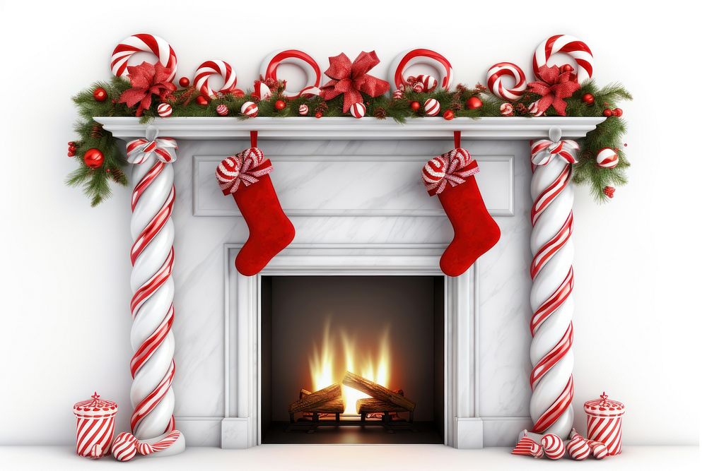 Fireplace christmas hearth illuminated. AI generated Image by rawpixel.