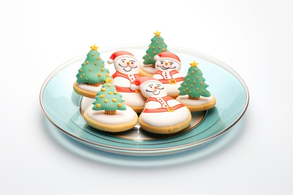 Christmas sugar cookies plate dessert icing. AI generated Image by rawpixel.