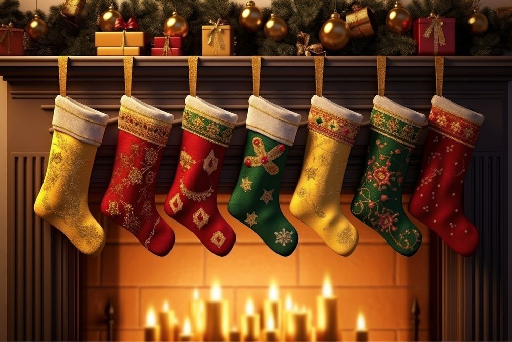 Christmas sock fireplace hanging. 