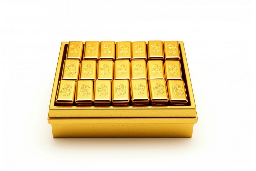Gold bars white background rectangle chocolate. AI generated Image by rawpixel.