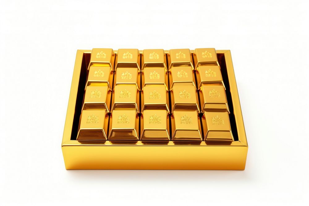 Gold bars box white background electronics. AI generated Image by rawpixel.