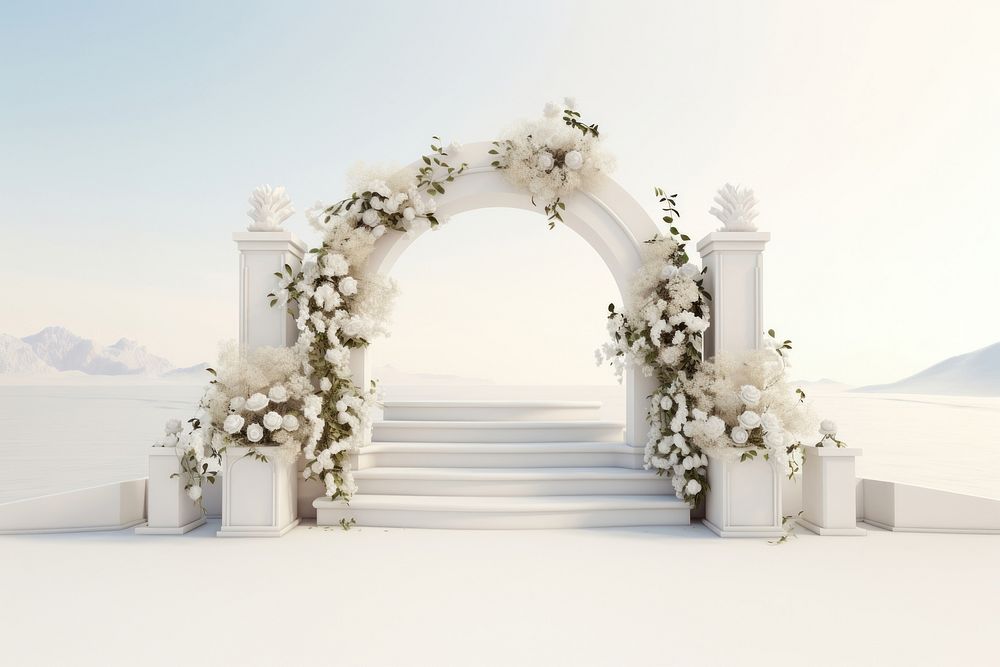 Flower arch architecture wedding. AI generated Image by rawpixel.