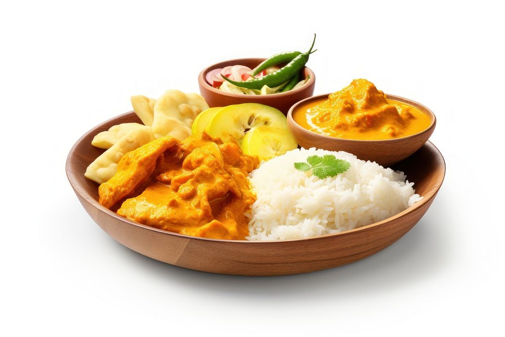 Curry food meal white background. AI generated Image by rawpixel.