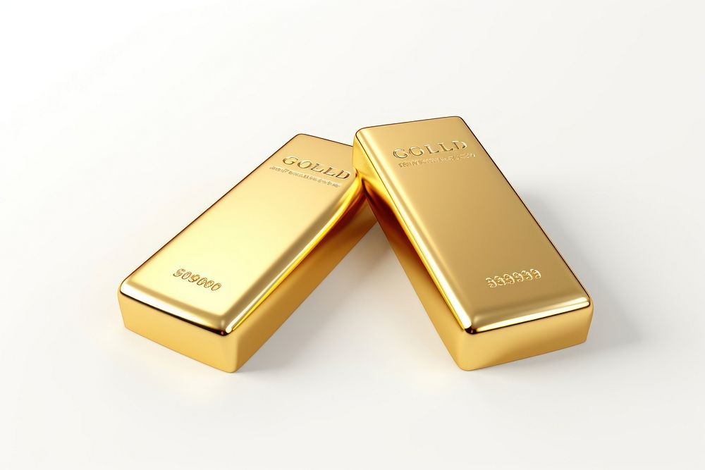Two gold bars white background investment currency. AI generated Image by rawpixel.