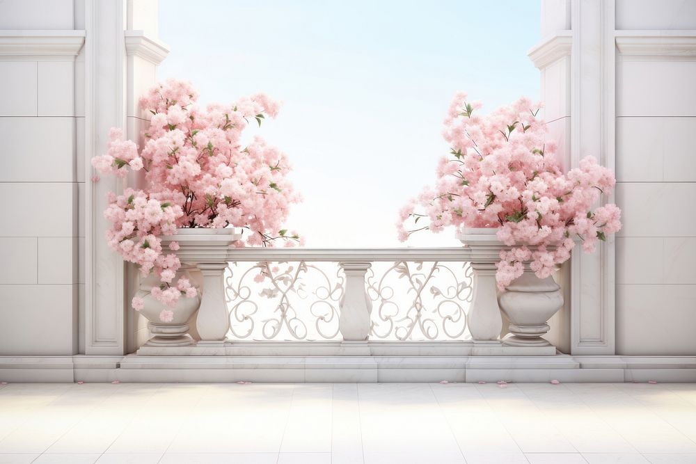 Balcony flower architecture windowsill. 