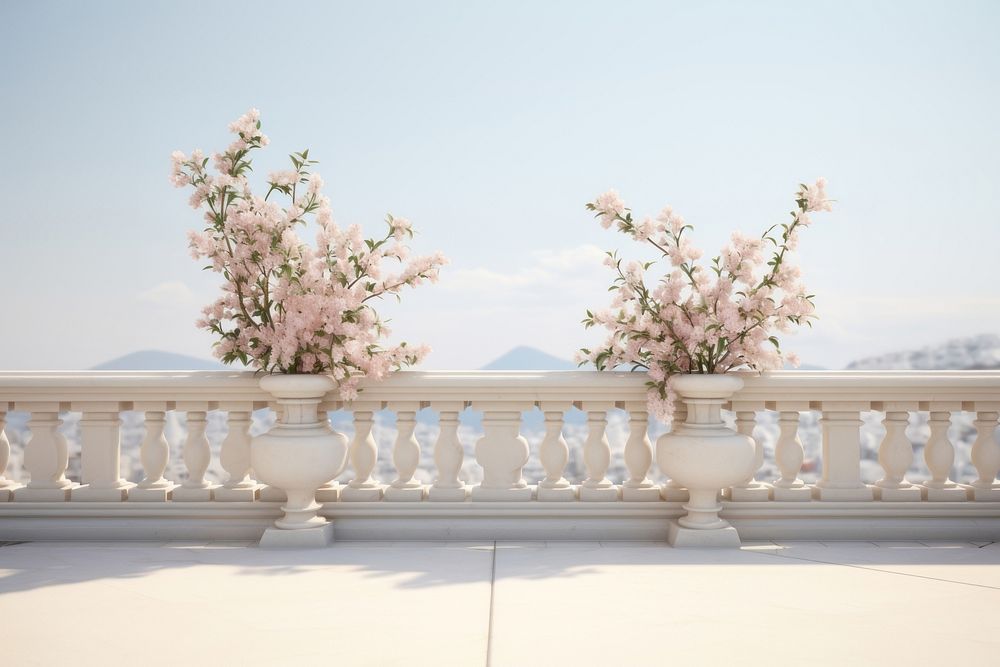 Balcony flower architecture blossom. AI generated Image by rawpixel.