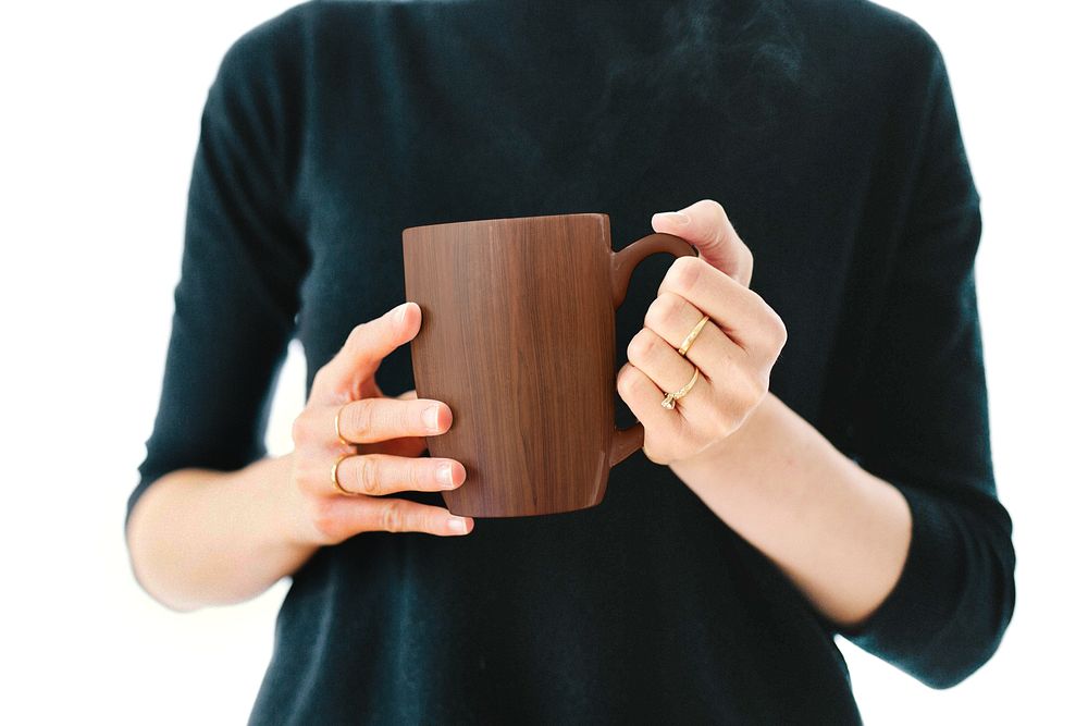 Brown wooden coffee mug