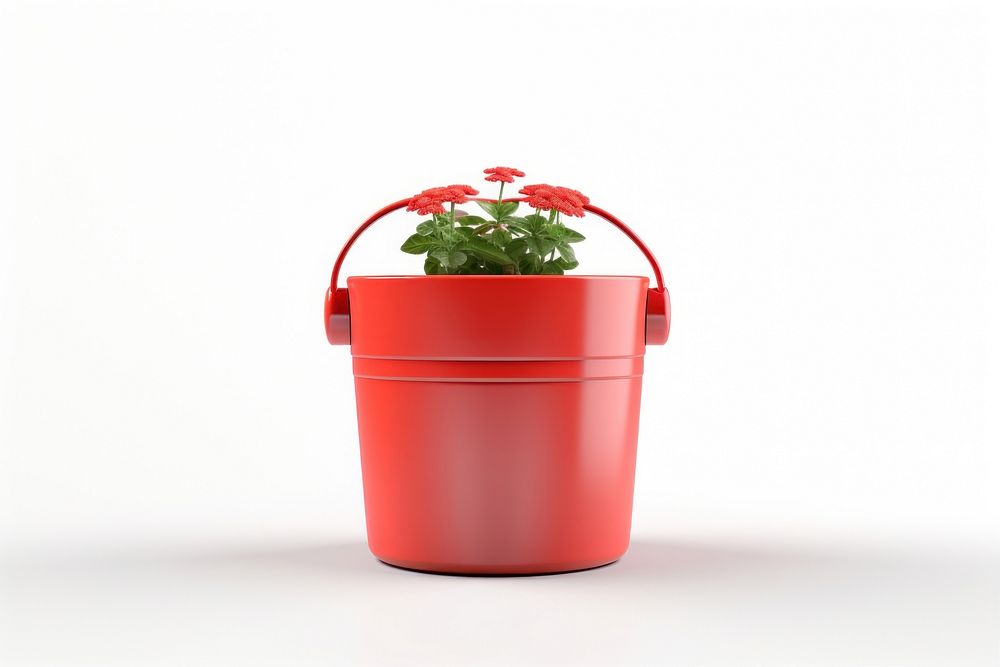 Bucket plant white background houseplant. AI generated Image by rawpixel.