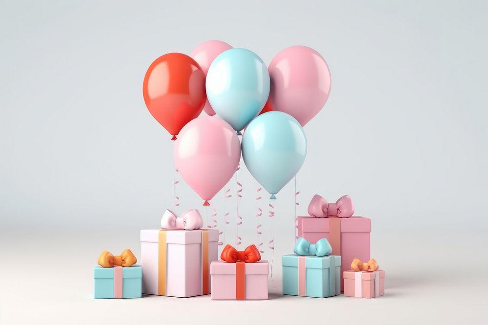 Balloon birthday box anniversary. AI generated Image by rawpixel.