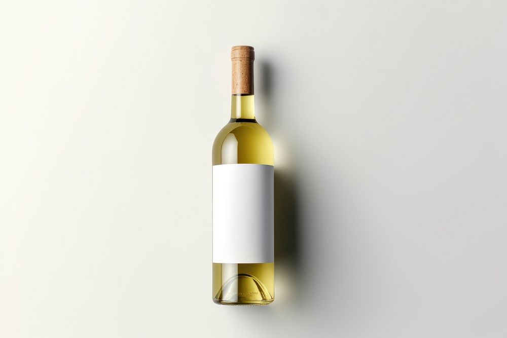 Bottle wine drink white background. 